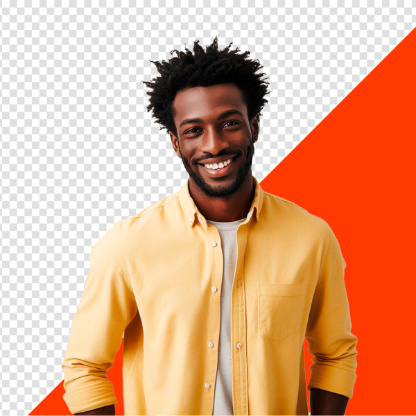 Homem sorrindo camisa amarela baixar design